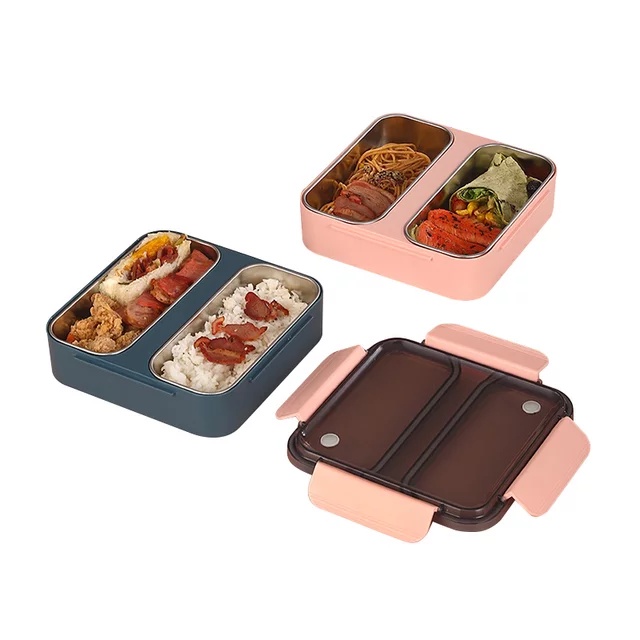 Lunch Box / Kotak Bekal Stainless 1200ML 2 Sekat Free Sendok&amp;Garpu Kotak Bekal Kh0036 -SC