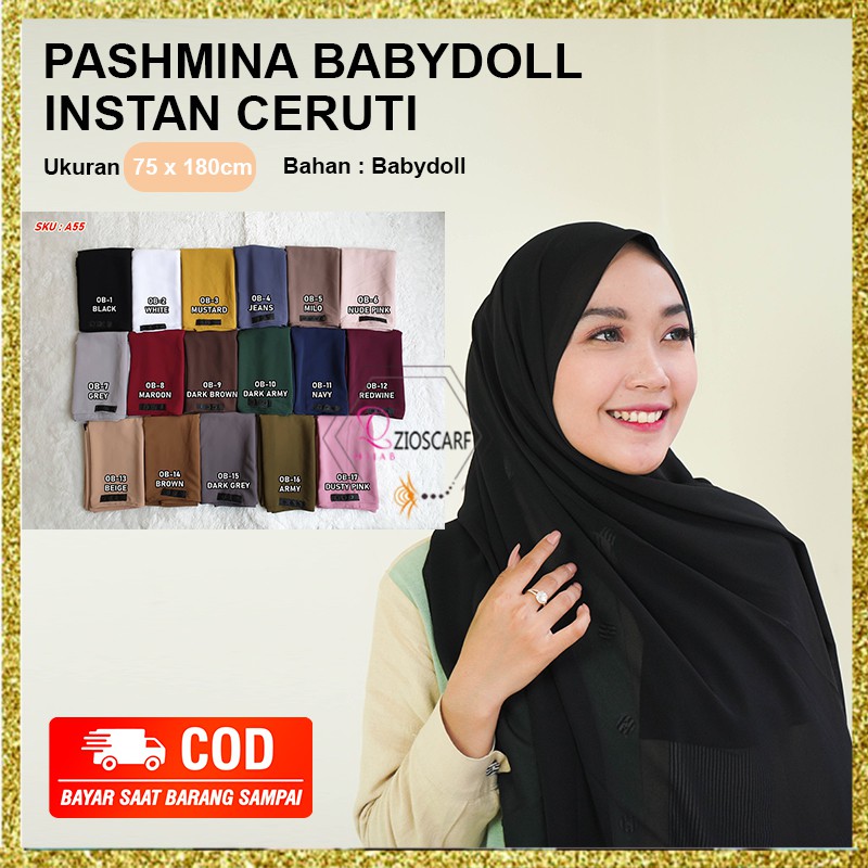 pashmina airflow Pashmina instan bahan heavy babydoll hijab langsung pakai a55