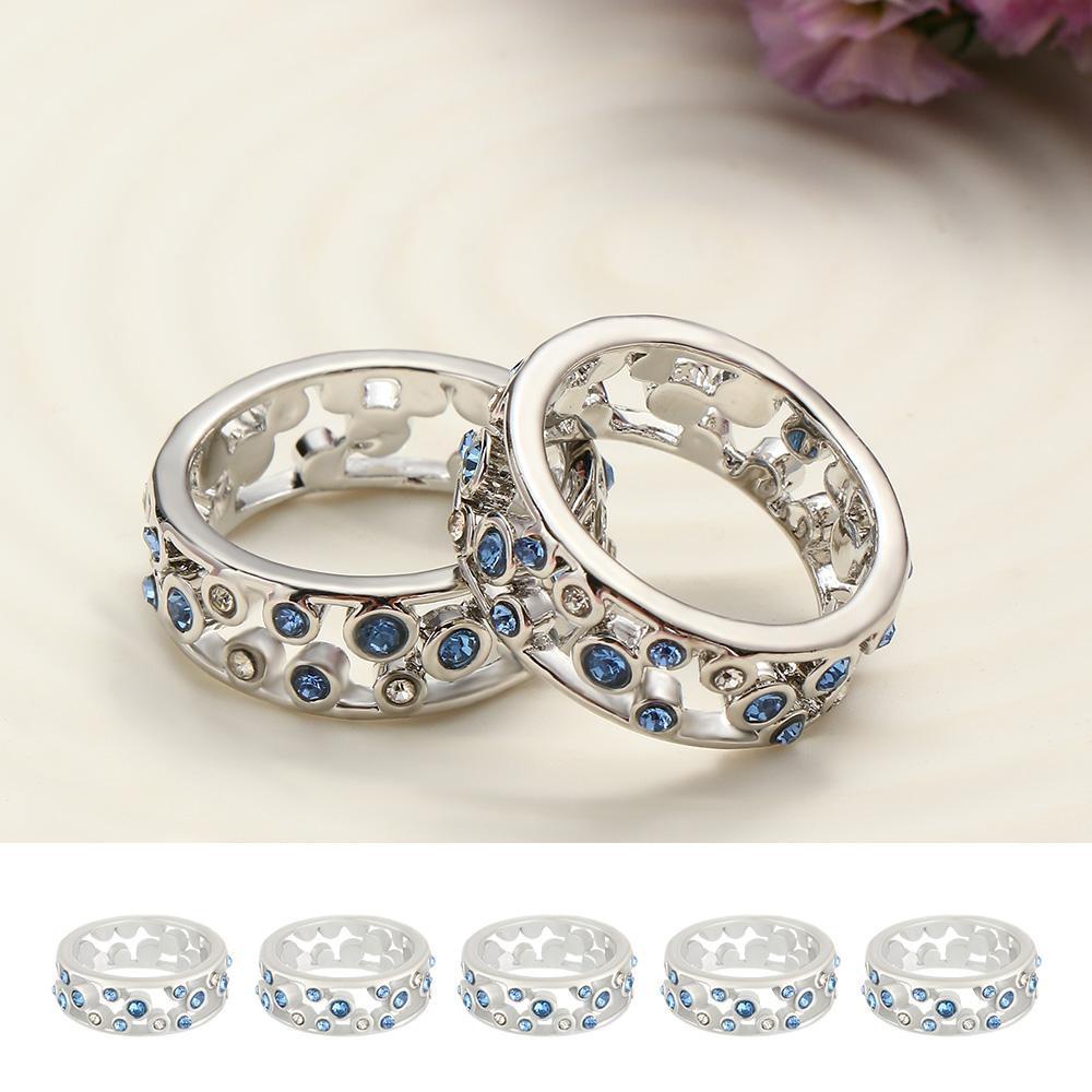 R-flower 1PC Cincin Batu Biru Bahan Alloy Perhiasan Fashion Untuk Wanita