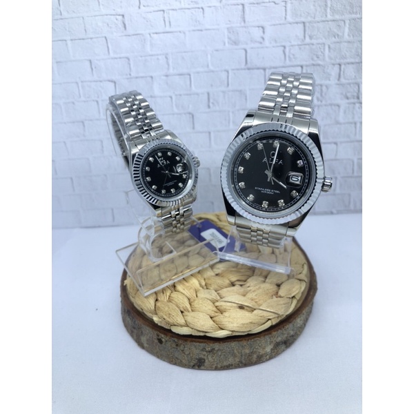 JAM TANGAN WANITA PRIA COUPLE ALFA 99105Lsilver  ORIGINAL BERAGARANSI