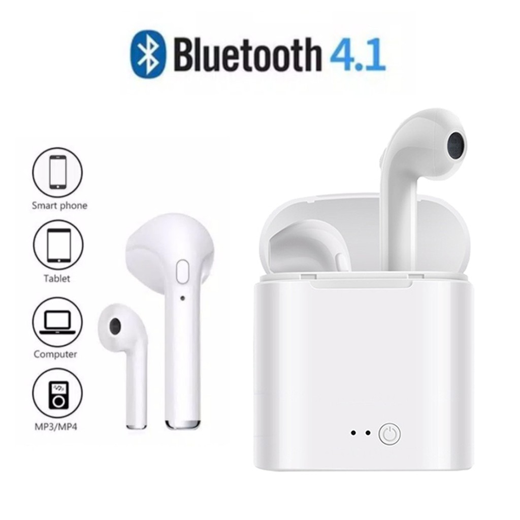 Headset bluetooth wireless 7S TWS handsfree earphone mega bass gaming - realoneacc