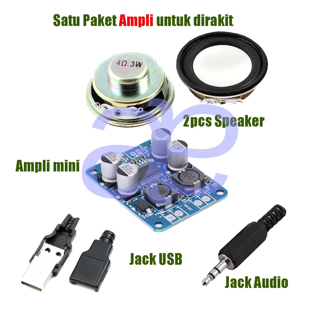 Satu paket amplifier mini, Bahan praktek merakit amplifier.
