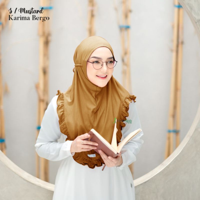 Alya hijab by naja Karima bergo instan premium kekinian terlaris-Mustard