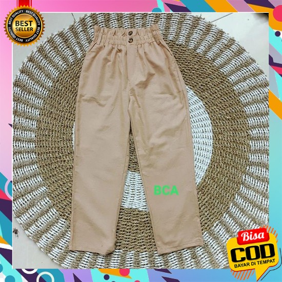 1Kg Isi 4 Pcs | Celana Kulot Katun Rami Linen Premium Muslim / Bahan I Celana Kulot Linen Kancing 2