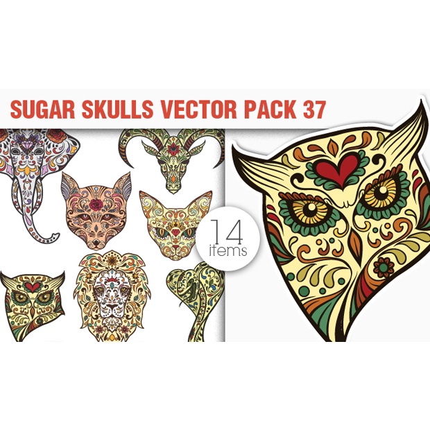 Designious - Sugar Skulls Vector Pack - Coreldraw