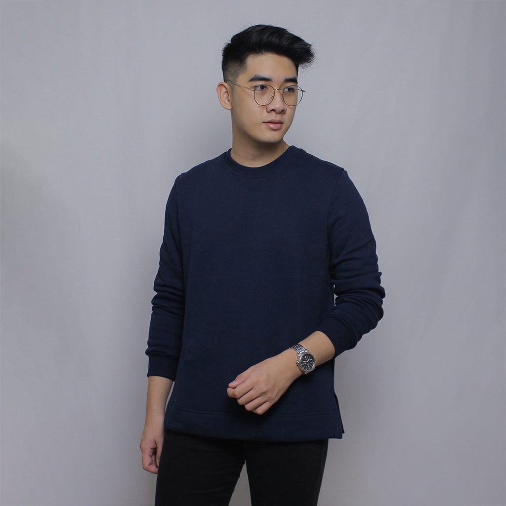 Volda Cotton Fleece Sweater (Navy)