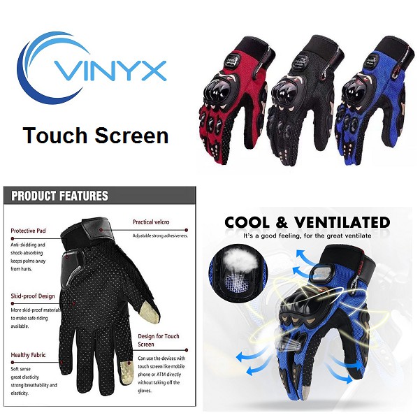 Sarung Tangan Motor VINYX Gloves Full Finger Touch Screen MCS-01C Glove M L XL XXL