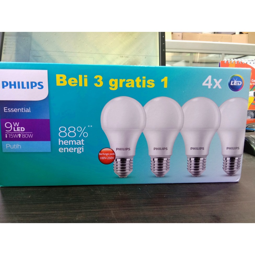 Lampu LED Philips Multipack Essential 5W, 7W, 9W, 11W Promo Beli 3 Gratis 1