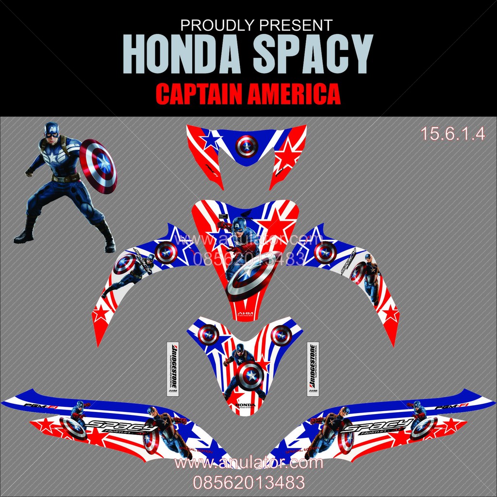 Sticker Striping Motor Stiker Honda Spacy Captain America Spec B