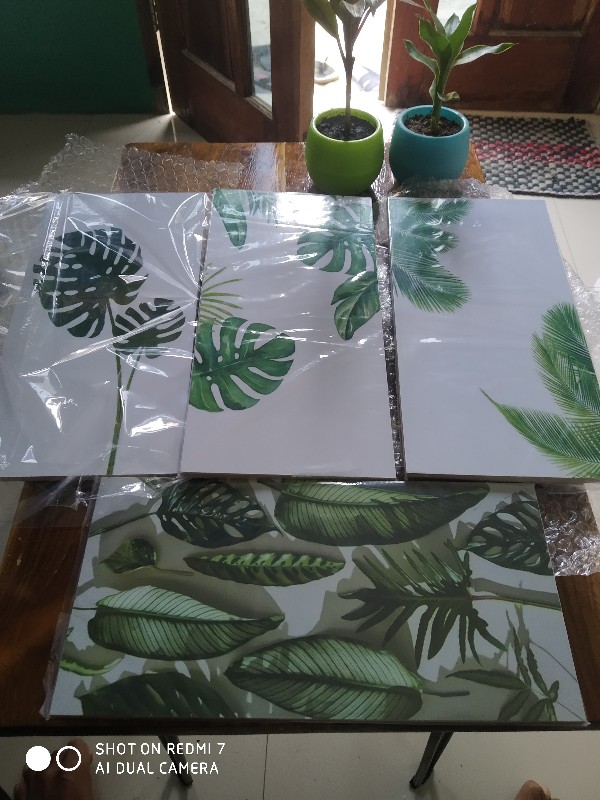 Media Hiasan Dinding Poster Kayu Leaf Dekorasi Rumah 15x30 Lf 34