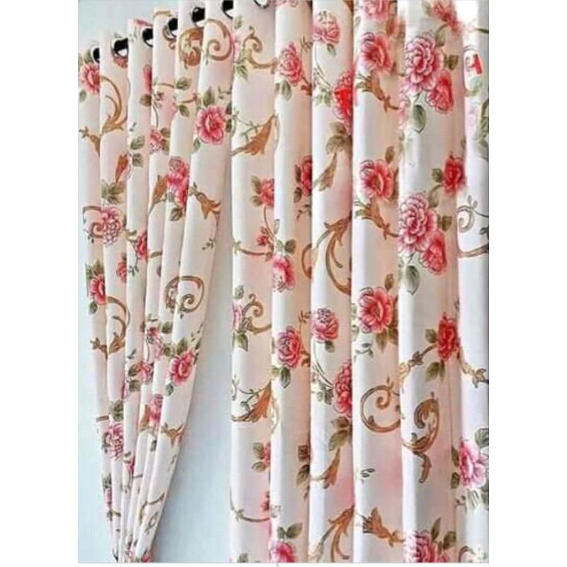 Gorden Minimalis pintu jendela motif bunga Sakura