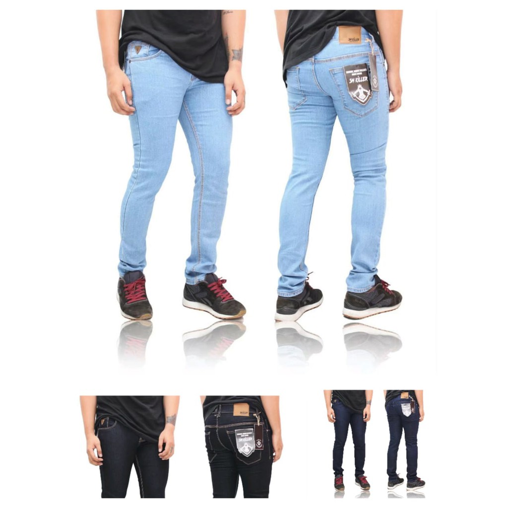 Celana jeans panjang cowok pria Celana panjang jeans pria blue retro Celana jeans pria navy blue