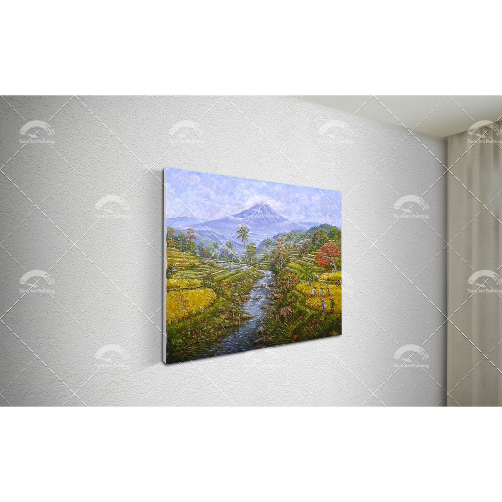 Lukisan Pemandangan Sawah Teras Ukuran 80 X 100 Cm Shopee