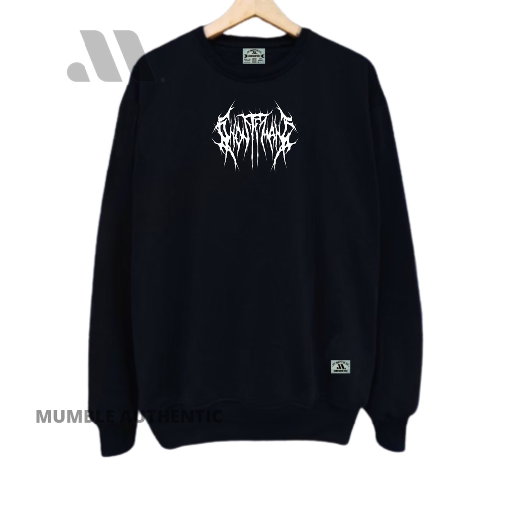 Sweater Crewneck Black Motif Simpel Suiter Pria Warna Hitam Crewneck Cowok Premium Distro