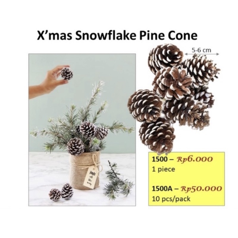 Christmas Snowflake Pine Cone Hiasan Pohon Natal Biji Pinus Salju Xmas Snowflake Pine Cone Satuan Ko