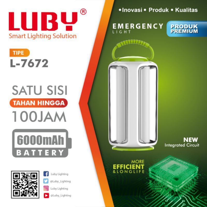 LAMPU EMERGENCY LUBY L-7672 4 SISI