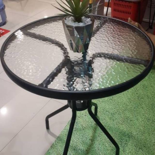 Ace Soleil Coffee Table Meja kopi cafe teras warung bundar kaca serbaguna uk 51 x 51 cm