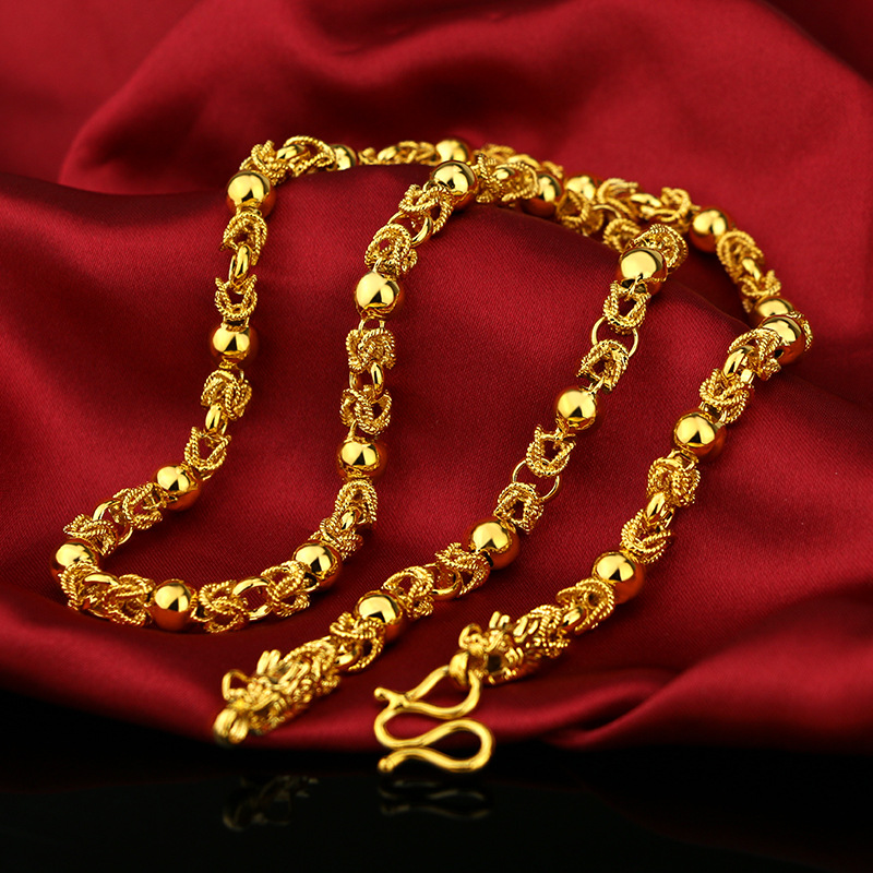 Kalung Rantai Emas Asli Kadar 375 Dengan Liontin Kepala Naga Untuk Pria