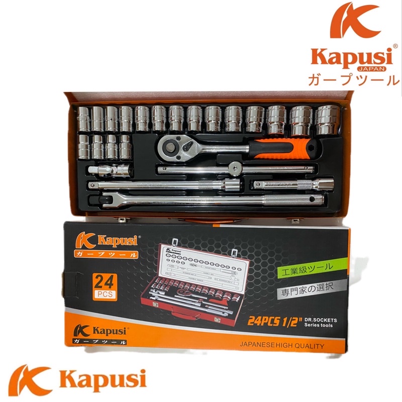 PROMO!!!KUNCI SOCK SOKET SET 1/2 in KUNCI SOKET PAS - KUNCI PAS 10 - 32 mm  24 pcs ada juga KAPUSI Kunci Shock / Kunci Sok Set 1/2inch 12 pcs dan 1/4inch 46 Pcs Full Lengkap Socket Tool Kit Pas Ring L Motor Mobil-kapusi 1/2