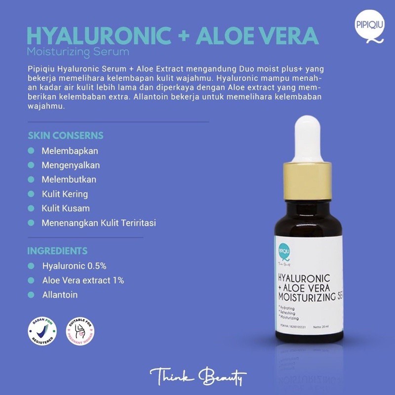 PROMO PIPIQIU SERUM HYALURONIC + ALOEVERA MOISTURIZING 20ML BPOM