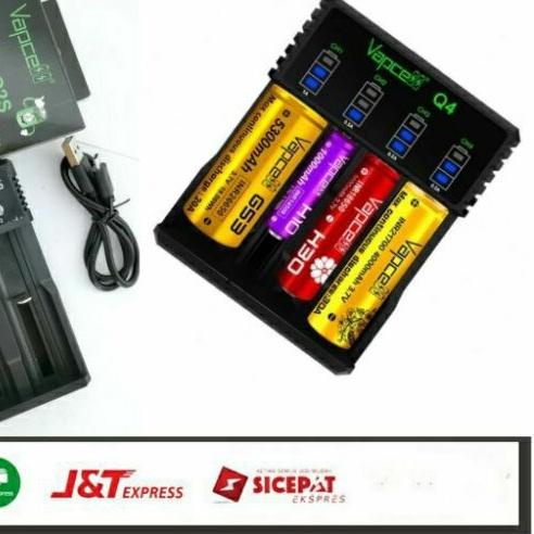 CHARGER 18650 / 21700 Q2S Dan Q4 VAPCELL 2 / 4 SLOT VAPCELL