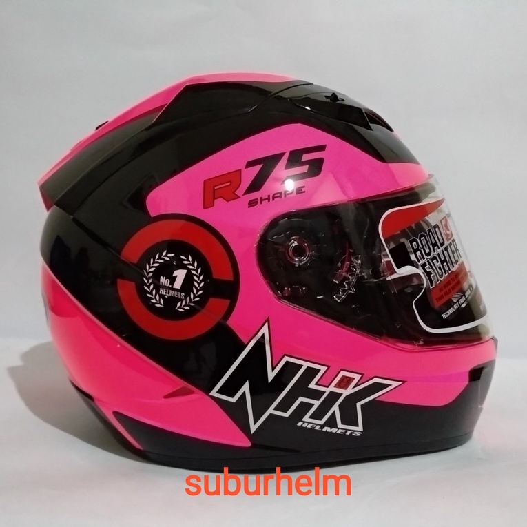 HELM NHK  GP1000  R75   PINK FLOU  BLACK    FLAT VISOR   DOUBLE VISOR  FULL FACE