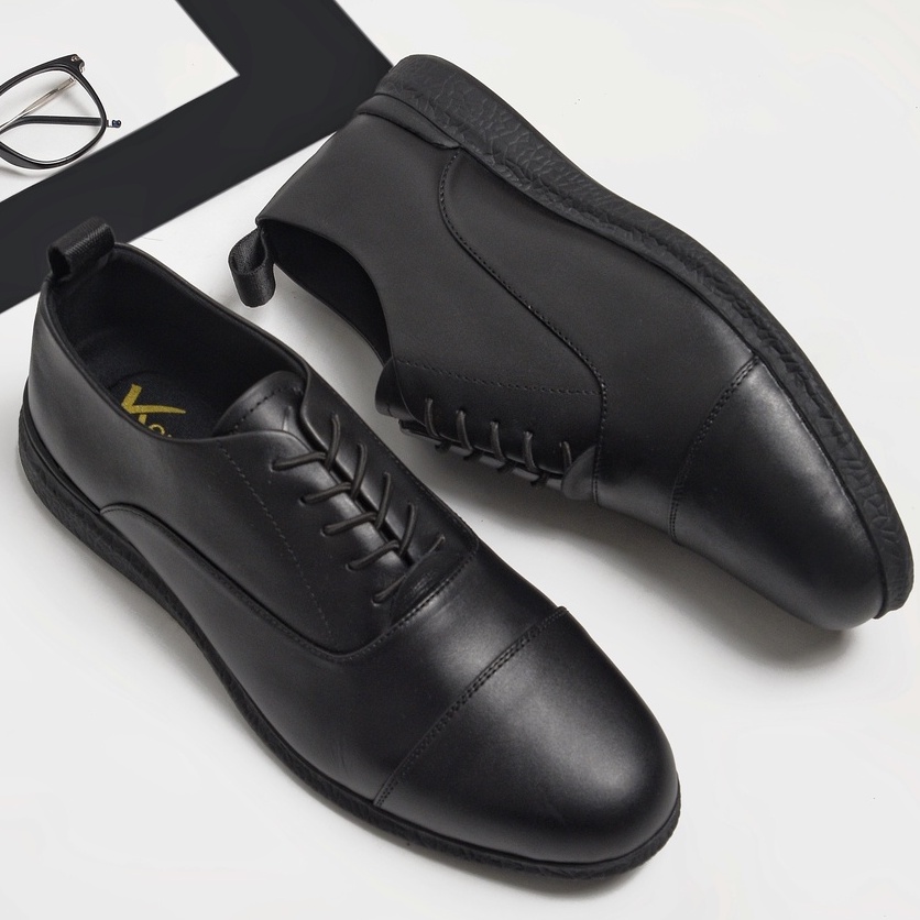 OXFORD 3.0 BLACK (KULIT ASLI) |ManNeedMe x Kenzio| Sepatu Pantofel Pria Derby Shoes Formal ORIGINAL