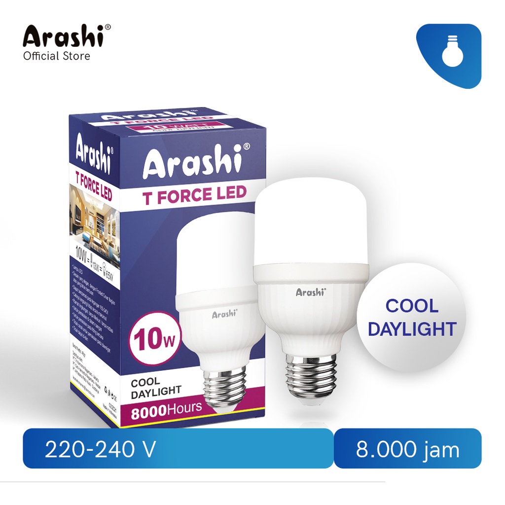 ARASHI Lampu LED T Force 10 Watt - Garansi 1 Tahun