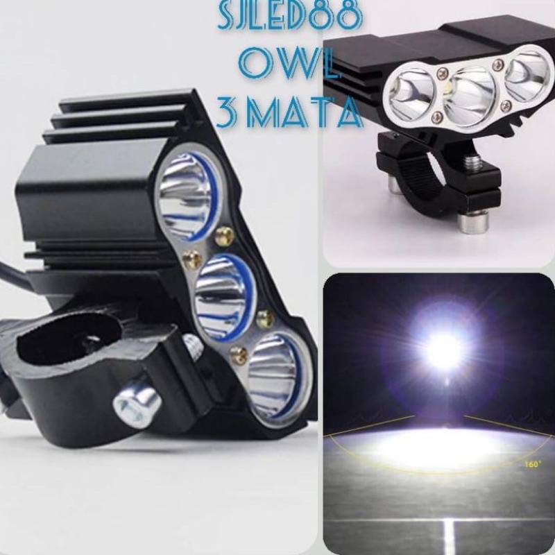 Lampu tembak sorot OWL mini 30watt cree 3 mata 12volt - 80volt