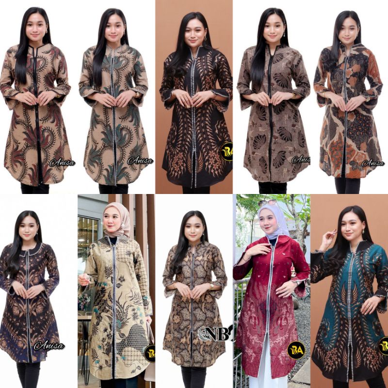 (M L.XL.XXL.XXXL) TUNIK BLOUSE KEMEJA BATIK WANITA ANISA