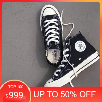 Unisex Converse All Star Hi Canvas Black Mono Men's CT All Star Hi Trainers, Black Sepatu Sneakers