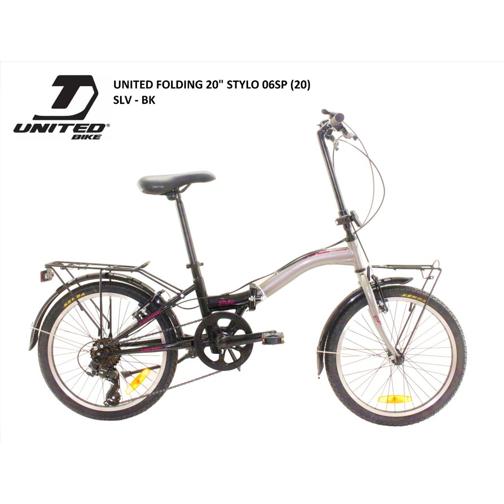 Sepeda Lipat United Stylo FB Remaja-Dewasa 20 Inci Steel 5 Speed V-Brake Folding