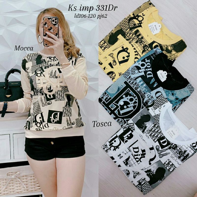 ATASAN KAOS OBLONG WANITA IMPORT PREMIUM DIOR 331