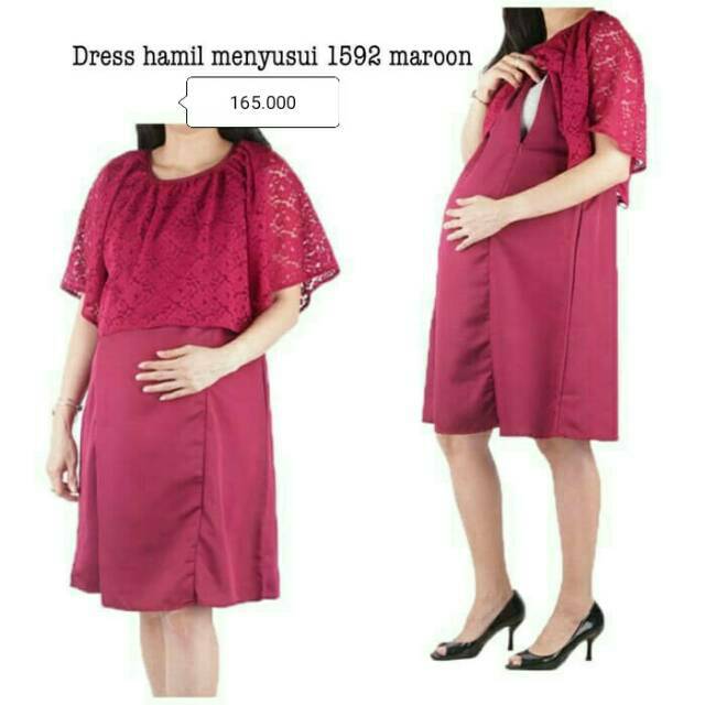 Dress Pesta Ibu Menyusui Baju Pesta Ibu Hamil Dress Kerja Brokat Gaun Pesta Hamil Shopee Indonesia