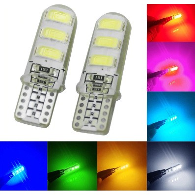 Lampu LED T10 Silicone Case 6 SMD 5730 Crystal Jelly Lampu Senja Sen Strobo Kedip Mobil Motor DC12V