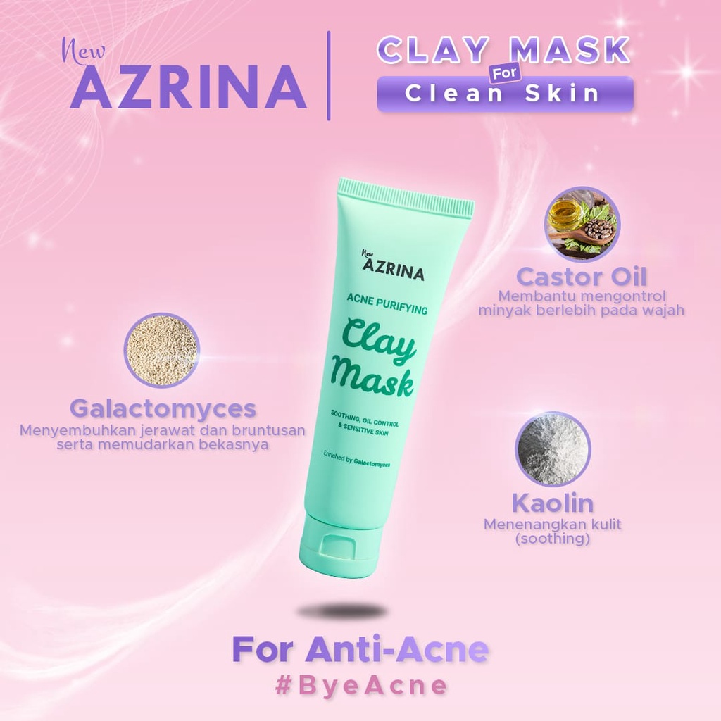 AZRINA PURE CHARCOAL MUD MASK ACNE PURIFYING CLAY MASK MASKER WAJAH UNTUK JERAWAT DAN PEMUTIH WAJAH