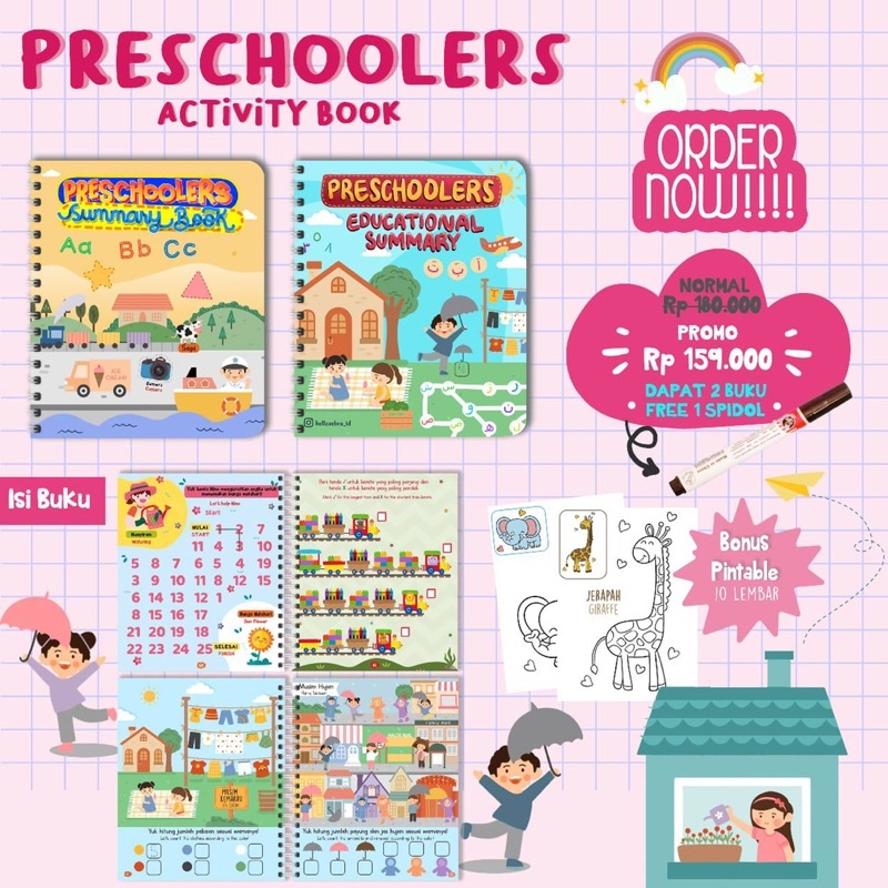 PRESCHOOLERS Summary And Educational BOOK - preschooler workbook - worksheet