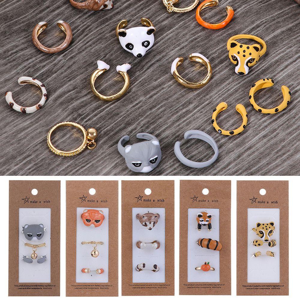 Preva Animal Set Cincin Wanita Pria New Creative Fashion Cute Cat