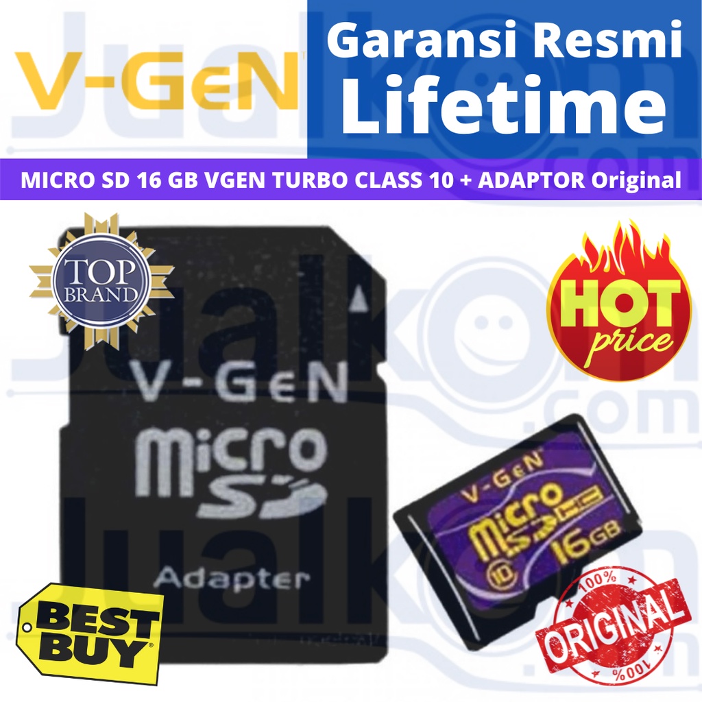 VGEN Micro SD 16GB V-GEN MicroSD Turbo Class 10 + Adaptor V Gen