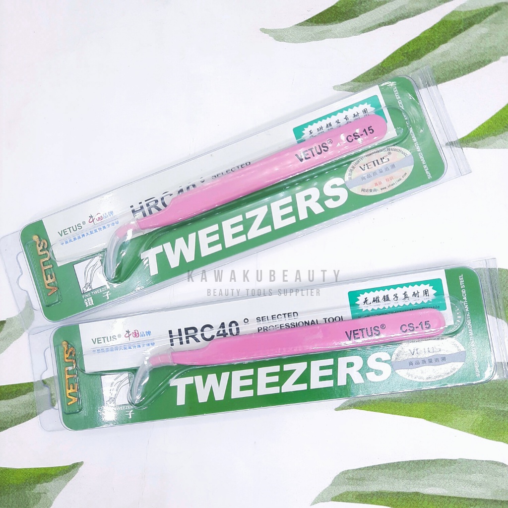 TWEEZER VETUS BENGKOK LURUS / PINK CS-15 CS-12 untuk Eyelash Extension / pencapit bulu mata palsu