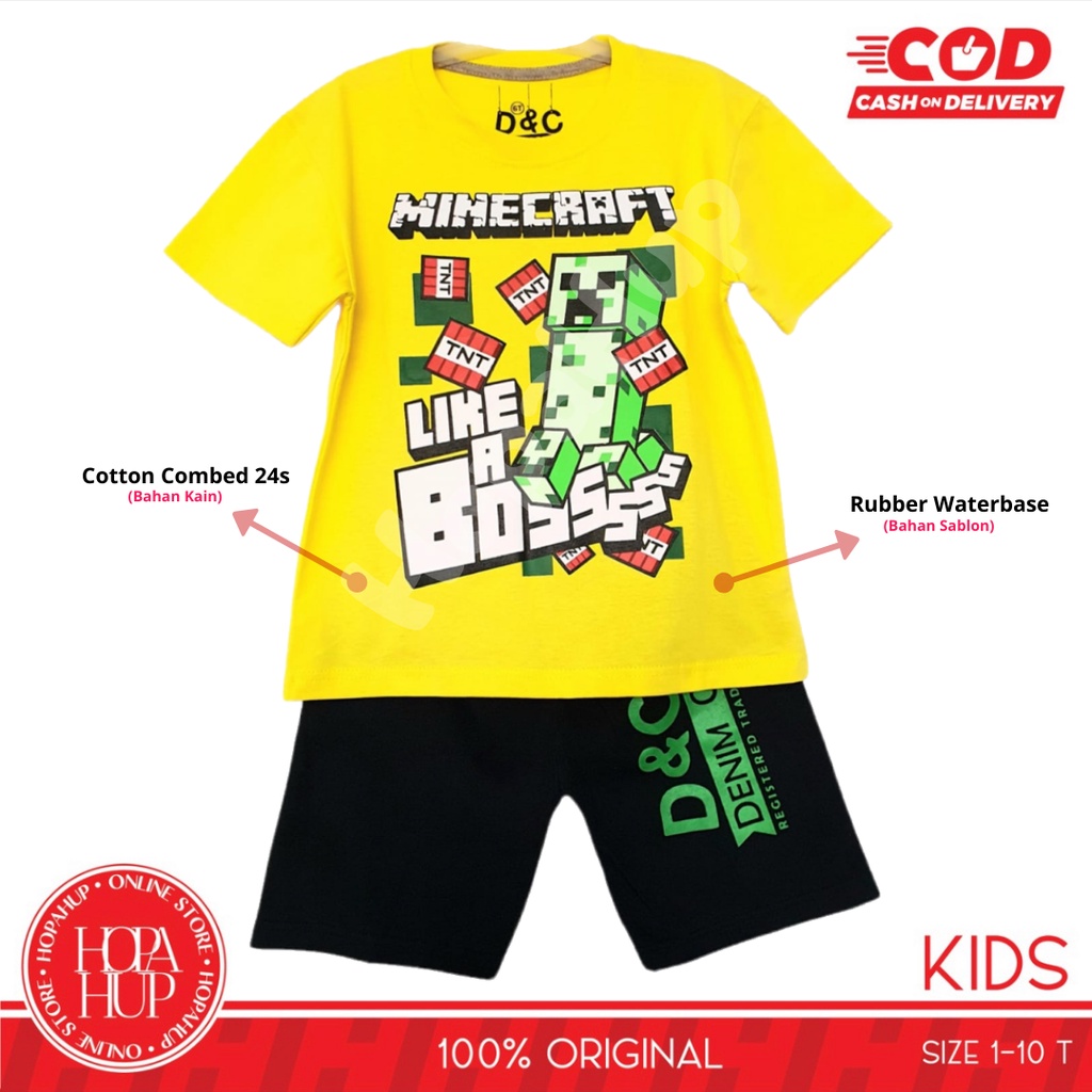 D&C Setelan Anak Laki Laki / Setelan Anak Murah / Setelan Anak Surabaya / Setelan Anak Craft Kuning 2 - 10 Tahun COD Hopahup-SET Craft Kuning