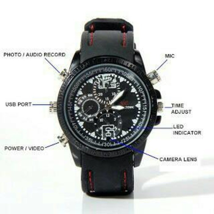 Jam Tangan Pria Kamera Anti Air Spy Cam Watch 8gb Waterproof Water Resistance Unik Berkualitas Ori