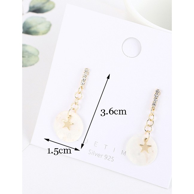 LRC Anting tusuk Fashion Golden Gold-plated Fringed Diamond Star Earrings Y63249