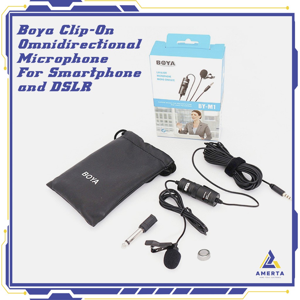 Boya Clip-On Omnidirectional Microphone for Smartphone &amp; DSLR - BY-M1 - Black