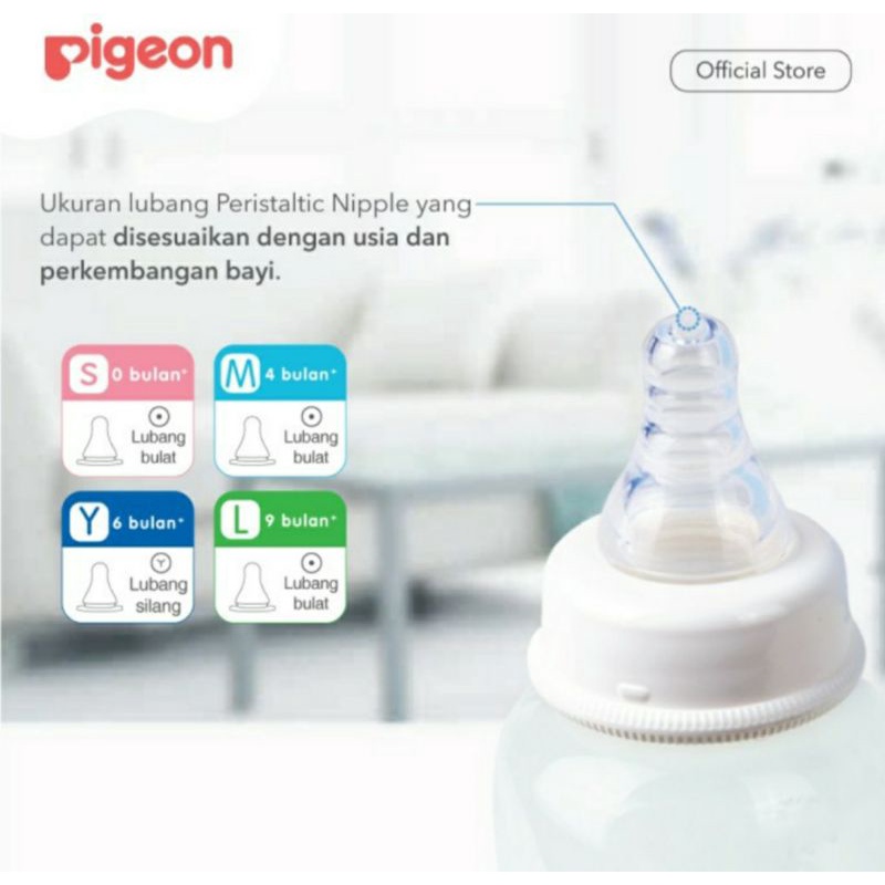 PIGEON Botol Susu PP KP 120ml 240ml Peristaltic nipple pigeon nursing bottle / Botol Susu Pigeon Slim neck 120ml Peristaltic Nipple