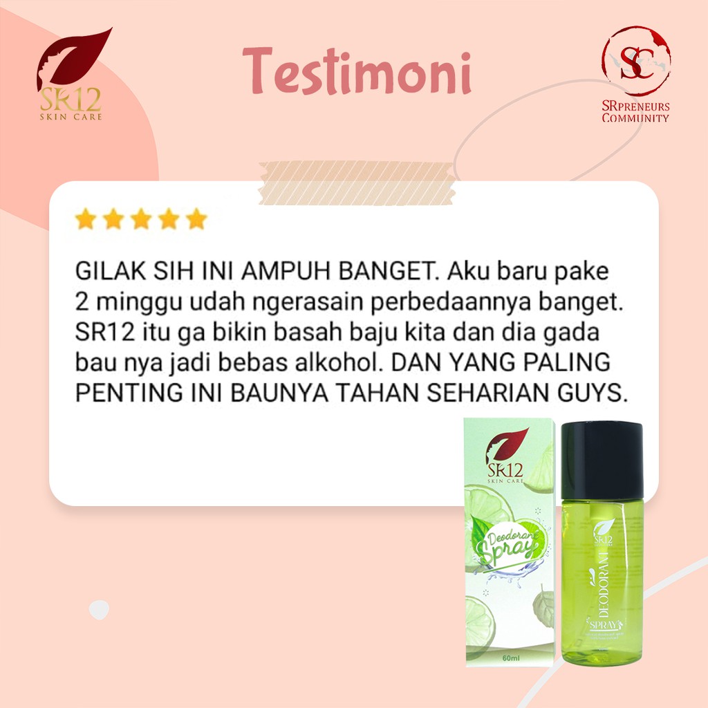 TERAMPUHH.!! PAKET TUMPAS BAU BADAN SR12 BPOM / MENGHILANGKAN BAU KERINGAT / MENETRALKAN AROMA TUBUH