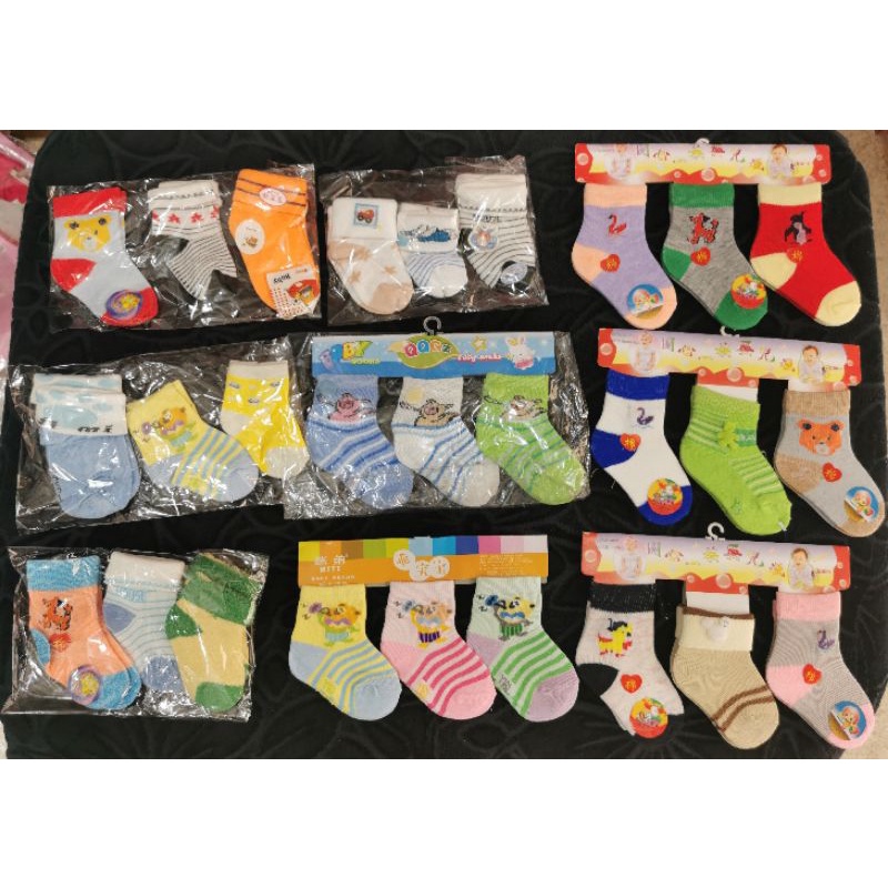Kaos kaki bayi newborn isi 3 perempuan laki laki katun Strech / kaus kaki bayi baru lahir set