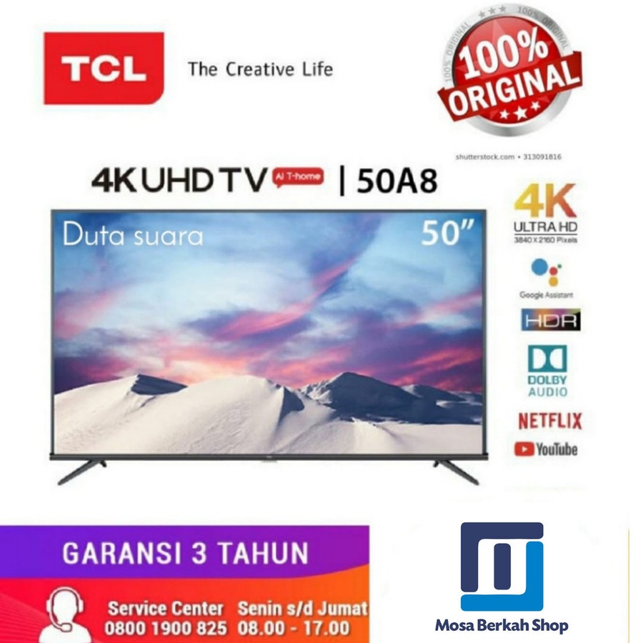 TCL 50A8 UHD android tv TCL 50 INCH 4K Smart Android TV Garansi Resmi