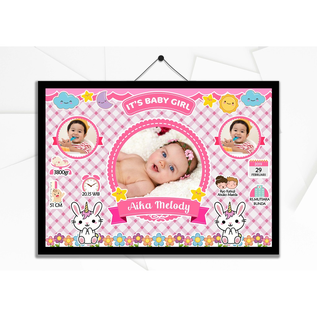 FOTO BIODATA BABY LUCU / KEREN UKURAN 8R/ 10R (A4) + FRAME TANPA KACA