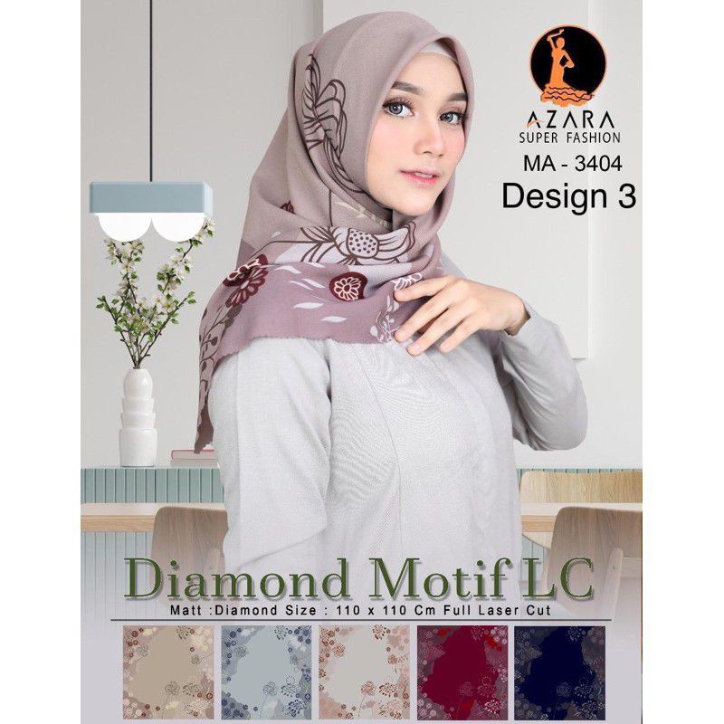 SEGI EMPAT DIAMOND MOTIF LASER CUT LC AZARA HIJAB SEGIEMPAT JILBAB SQUARE +- 110 X110 CREPE RANDOM-2